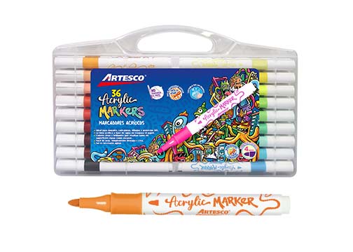 MARCADORES ACRILICOS PTA. REDONDA 4MM 36 PCS